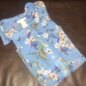 Floral Blue Short Sleeve Blouse by H&M